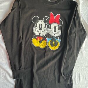 NEW Disney  Black Mickey and Minnie Long Sleeve Shirt woman’s size small